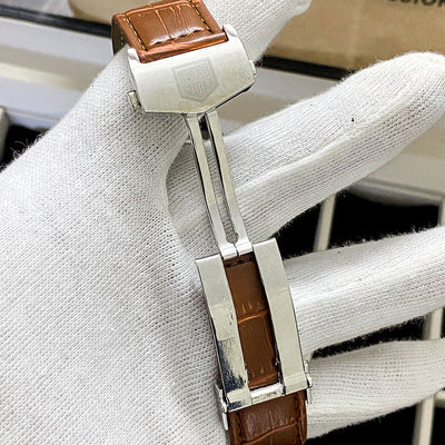 Premium Leather Tagheur Carrera Calibre 5 – Day And Date Both Working- Best Quality Analog Watch For Men