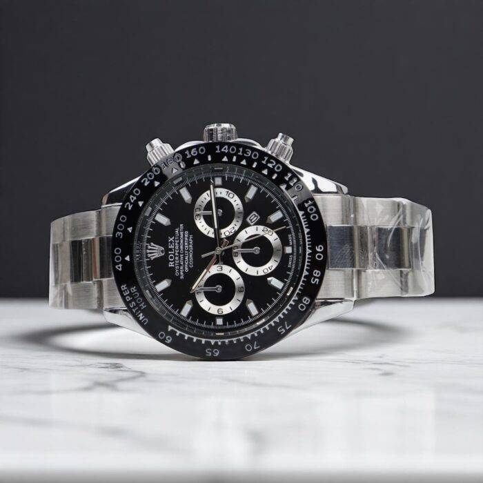 Rolex Daytona AAA Quality- Rotating Bezel- Quartz Chronograph Movement- Silver Stainless Steel Chain- Master  Lock