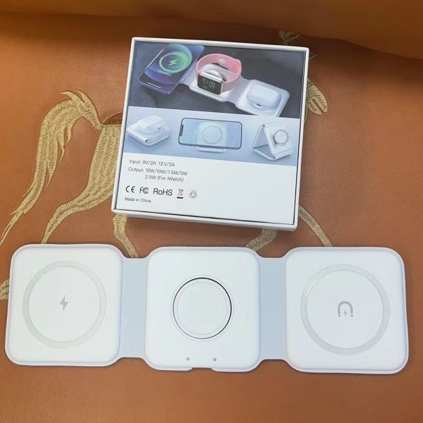 15w 3 In 1 Magnetic Wireless Charger Phone Induction Fast Charging Stand For Phone- 3in1 Magsafe Wireless Charger For Android and Iphone