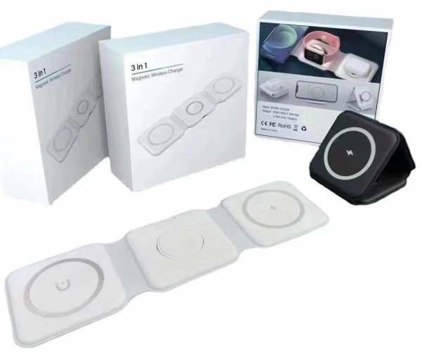 15w 3 In 1 Magnetic Wireless Charger Phone Induction Fast Charging Stand For Phone- 3in1 Magsafe Wireless Charger For Android and Iphone