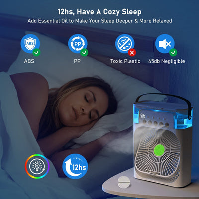 MINI Mist Portable AC Fan With Led Night Light, | Humidifier Function