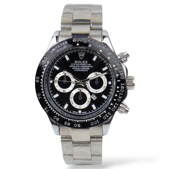 Rolex Daytona AAA Quality- Rotating Bezel- Quartz Chronograph Movement- Silver Stainless Steel Chain- Master  Lock