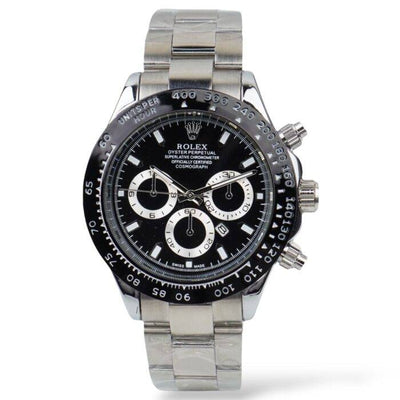 Rolex Daytona AAA Quality- Rotating Bezel- Quartz Chronograph Movement- Silver Stainless Steel Chain- Master  Lock