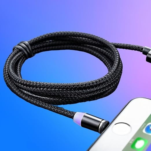 3-in-1 Magnetic Fast Charging Cable | Micro Usb, Type-c & Iphone | 360° Rotation | Led | 3a | Nylon Braided | Magnetic Charging Cables For Android & Ios | Charging Cable For Mobile Phone