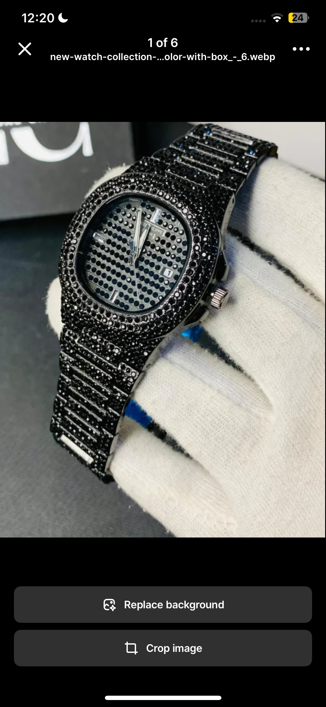 Patek Phillipe Black Stone / Blacked Iced Out Stain-less Steel Chain Watch For Mens Fashion