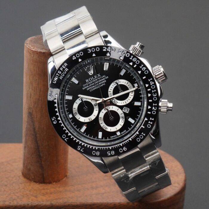 Rolex Daytona AAA Quality- Rotating Bezel- Quartz Chronograph Movement- Silver Stainless Steel Chain- Master  Lock