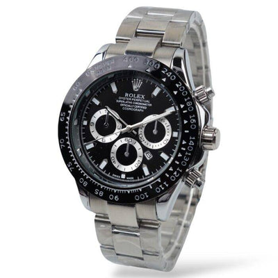Rolex Daytona AAA Quality- Rotating Bezel- Quartz Chronograph Movement- Silver Stainless Steel Chain- Master  Lock