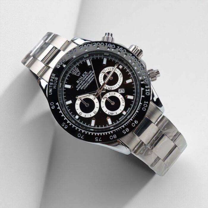 Rolex Daytona AAA Quality- Rotating Bezel- Quartz Chronograph Movement- Silver Stainless Steel Chain- Master  Lock