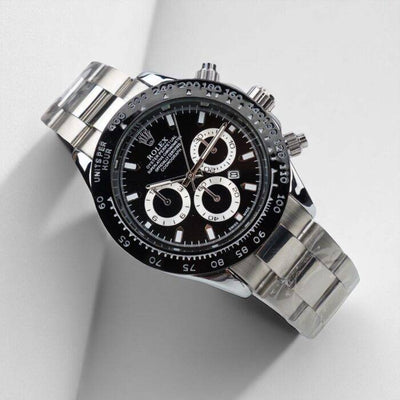 Rolex Daytona AAA Quality- Rotating Bezel- Quartz Chronograph Movement- Silver Stainless Steel Chain- Master  Lock