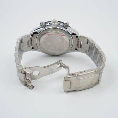 Rolex Daytona AAA Quality- Rotating Bezel- Quartz Chronograph Movement- Silver Stainless Steel Chain- Master  Lock