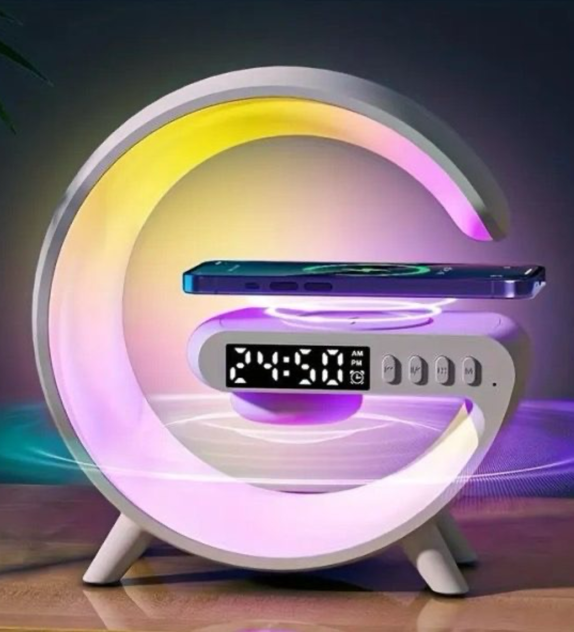 G63 G-Shaped 15w Fast Wireless Charging- Bluetooth Speaker RGB Lamp