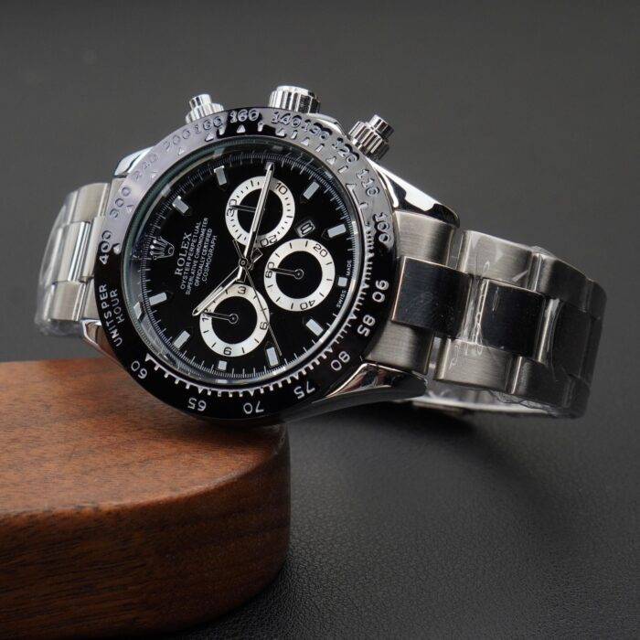 Rolex Daytona AAA Quality- Rotating Bezel- Quartz Chronograph Movement- Silver Stainless Steel Chain- Master  Lock