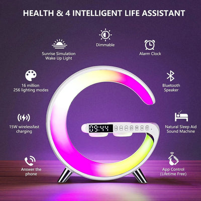 G63 G-Shaped 15w Fast Wireless Charging- Bluetooth Speaker RGB Lamp