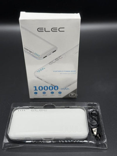 Elec 10,000mah Fast Charging Power Bank – White | Dual Type-a & Type-c Output | With Box ₨1,302