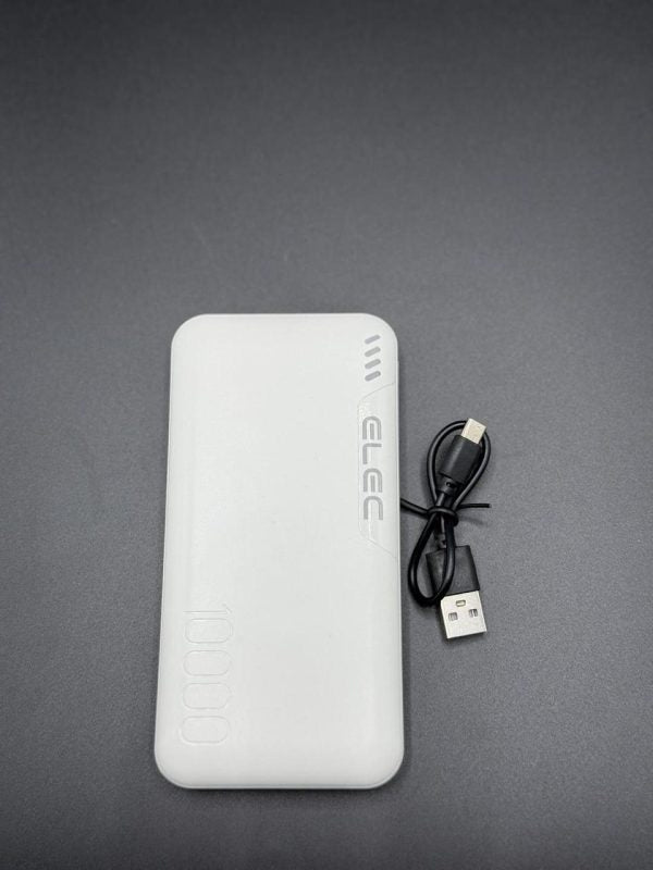 Elec 10,000mah Fast Charging Power Bank – White | Dual Type-a & Type-c Output | With Box ₨1,302