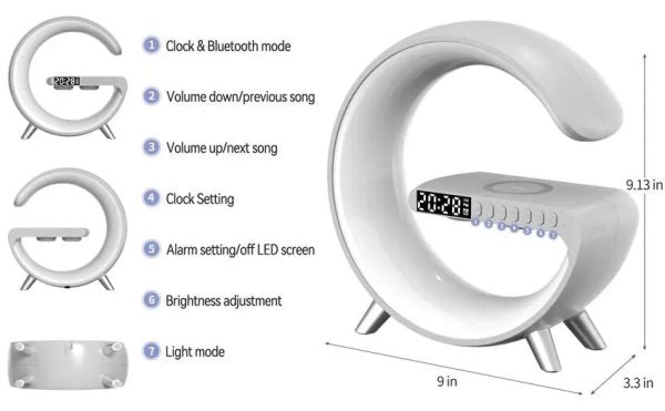 G63 G-Shaped 15w Fast Wireless Charging- Bluetooth Speaker RGB Lamp