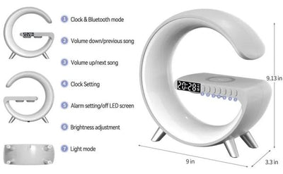 G63 G-Shaped 15w Fast Wireless Charging- Bluetooth Speaker RGB Lamp