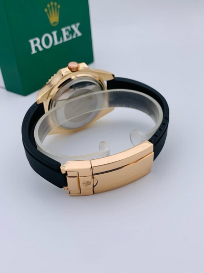 Limited Edition Black Rolex Oyster Perpetual Yacht Master Rubber Watch| Date Adjust | Steel Bezzel Working