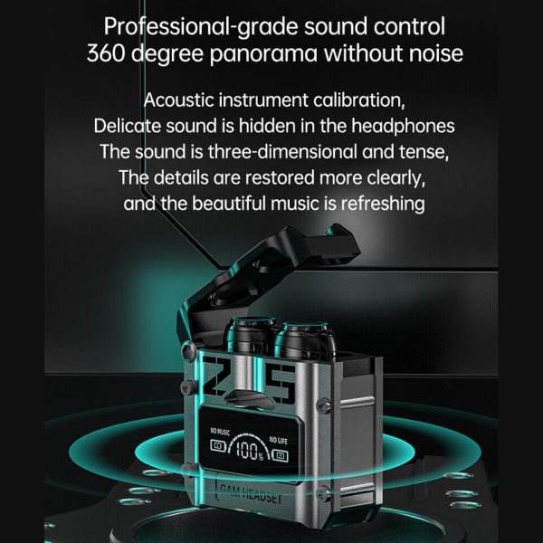 M25 Wireless Bluetooth Gaming Earbuds- Digital Display- Touch Control- Noise Reduction- Stereo Waterproof Headset