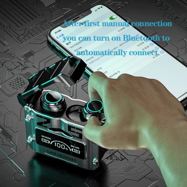 M25 Wireless Bluetooth Gaming Earbuds- Digital Display- Touch Control- Noise Reduction- Stereo Waterproof Headset