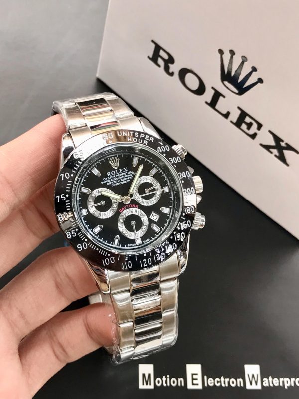 Rolex Daytona AAA Quality- Rotating Bezel- Quartz Chronograph Movement- Silver Stainless Steel Chain- Master  Lock